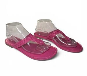 Talbots Cece Braided Sandals Fuchsia Pink Vegan Leather Flip Flops 8 Thongs